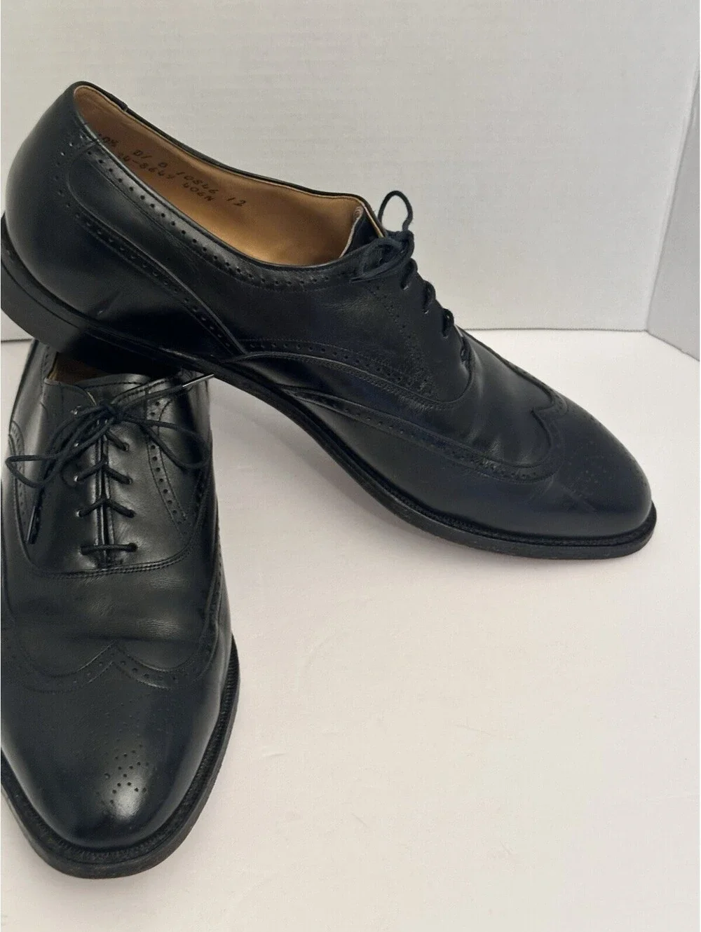 JOHNSTON & MURPHY CROWN ARISTOCRAFTSZ 10.5D MADE IN USA BLACK